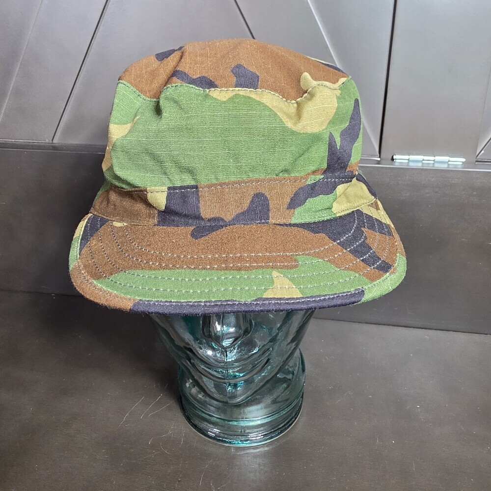 Tru Spec Camo Combat BDU Cap Hat Vintage Size 7 1/2 Large Woodland
